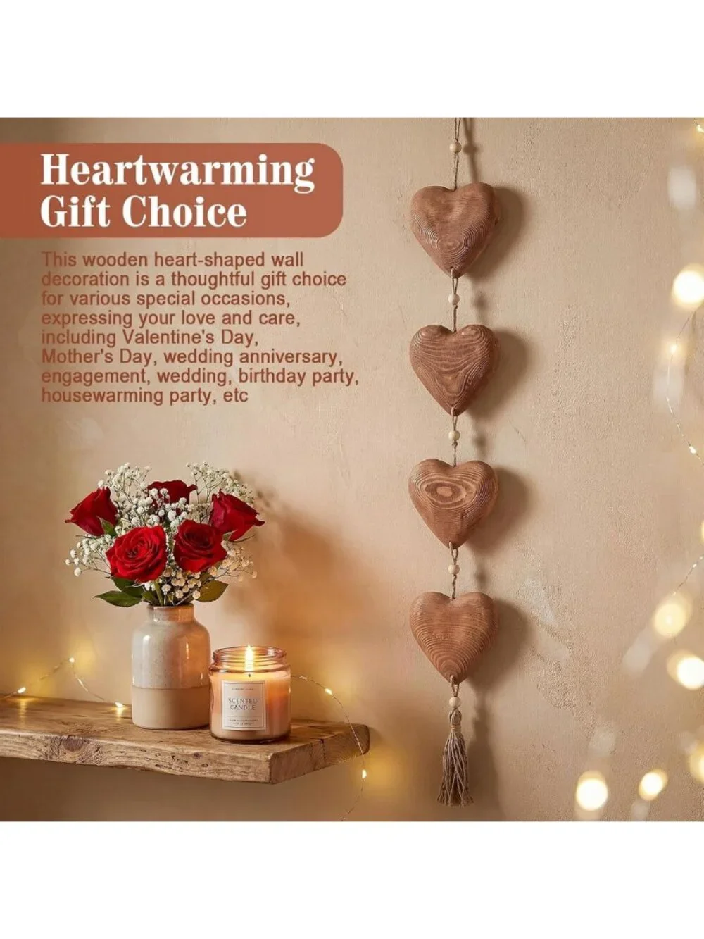 Large Vintage Wooden Heart Wall Decor 31.5